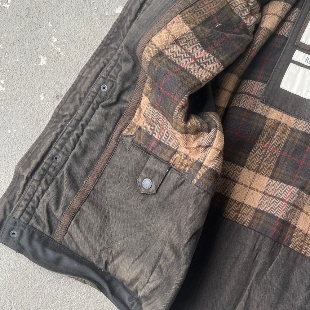 VTG Abercrombie & Fitch Redfield Jacket Mens M Waxed Cotton Flannel Lined Brown - Picture 4 of 16